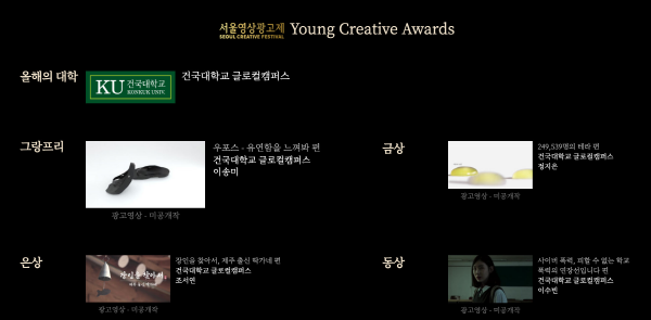 글로컬캠퍼스 시각영상디자인학과, ‘서울영상광고제 2021 Young Creative Awards’에서 그랑프리, 금... 대표 이미지